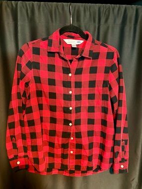 Old Navy Red and Black Check Button-Down Shirt
